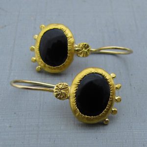 Black Onyx 24 karat earrings