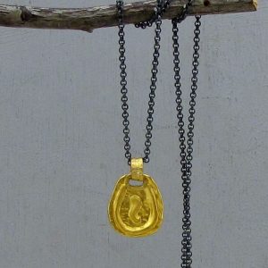 Rustic 24 karat gold Pendant necklace