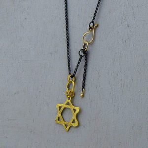 22 karat gold Star of David pendant on silver chain