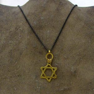 22 karat gold Star of David pendant on silver chain