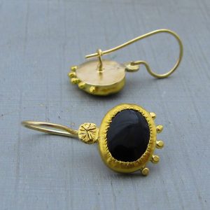 Black Onyx 24 karat earrings