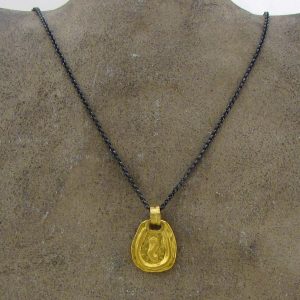 Rustic 24 karat gold Pendant necklace