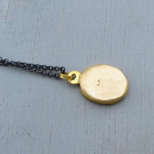 Oval Chrisoprase 24k gold & silver necklace