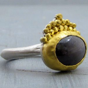 Grey Sapphire 24k ring