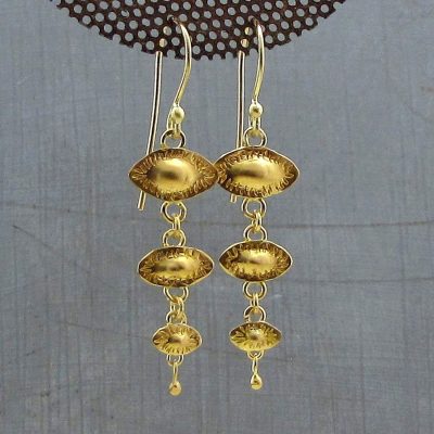 Dangle Evil Eye 22k gold earrings