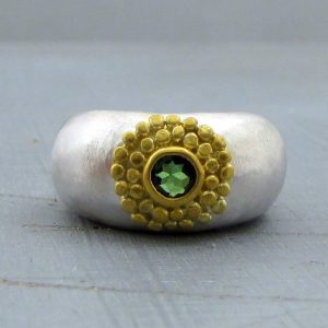 24 karat gold green Tourmaline ring