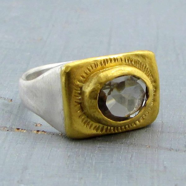 Green Amethyst 24k gold ring