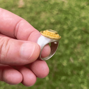 Aventurine 24k solid gold signet ring