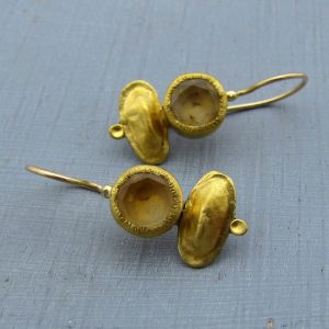 Citrine 24 karat gold dangle earrings