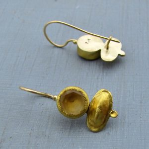 Citrine 24 karat gold dangle earrings