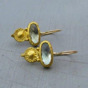 Blue Topaz 24 karat gold earrings