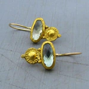 Blue Topaz 24 karat gold earrings