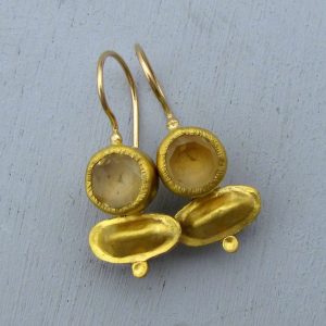 Citrine 24 karat gold dangle earrings