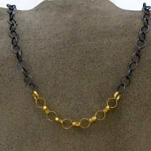 22K Gold and Silver links necklace