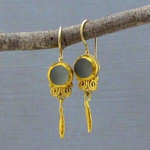 Blue Topaz 24k Gold Dangle Earrings