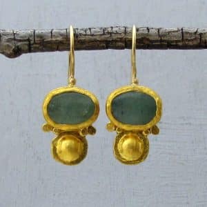 Exquisite Handcrafted 24K Gold Aventurine Earrings