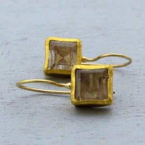 24k gold Rutile Quartz dangle earrings