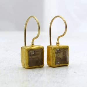 24k gold Rutile Quartz dangle earrings