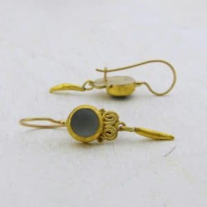 Blue Topaz 24k Gold Dangle Earrings