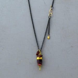 Ruby and Sapphire gold Tassel 24k gold necklace