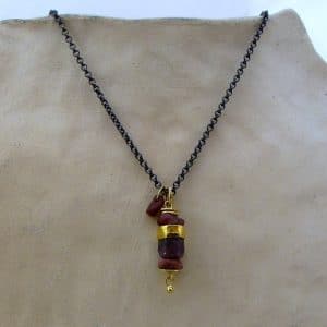 Ruby and Sapphire gold Tassel 24k gold necklace