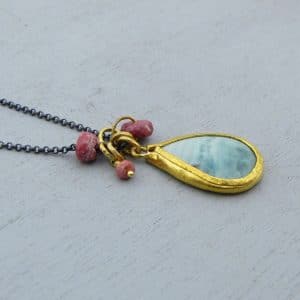 Ocean Jasper Thalite 24k gold pendant necklace