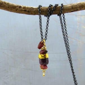 Ruby and Sapphire gold Tassel 24k gold necklace