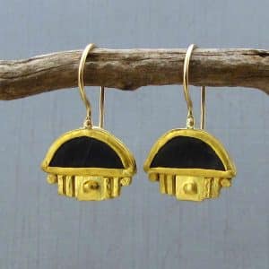 Matte Onyx 24k Gold Earrings