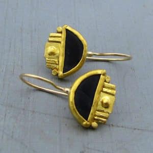 Matte Onyx 24k Gold Earrings