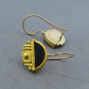 Matte Onyx 24k Gold Earrings