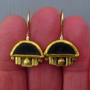 Matte Onyx 24k Gold Earrings