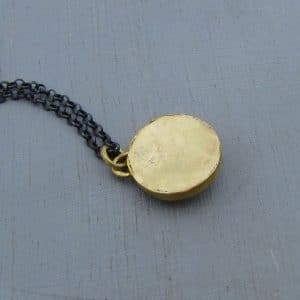 Rough gray Diamond 24k gold pendant