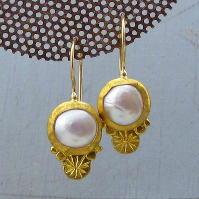Pearls 24k gold earrings