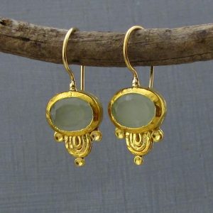 Handmade 24k gold Aquamarine dangle earrings