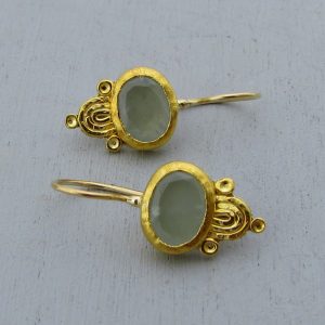 Handmade 24k gold Aquamarine dangle earrings