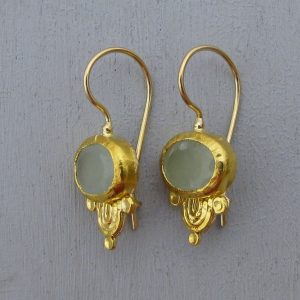 Handmade 24k gold Aquamarine dangle earrings