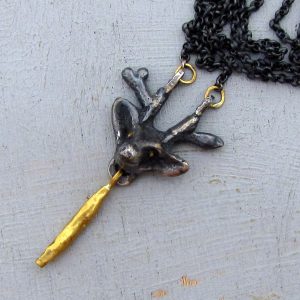 Solid 22k gold necklace with silver Deer head