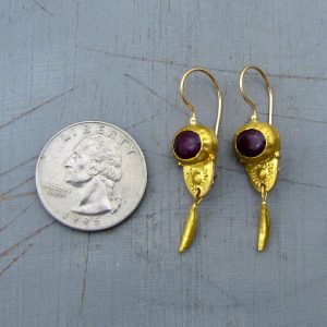 Handmade 24 karat gold ruby earrings