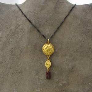 22k gold silver and Ruby necklace