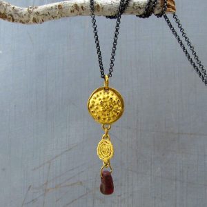 22k gold silver and Ruby necklace