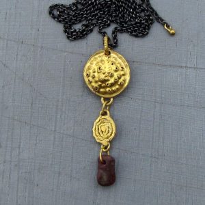 22k gold silver and Ruby necklace