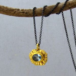 24 karat gold Blue Topaz necklace