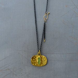 24 Karat gold rough Lemon Jade pendant necklace