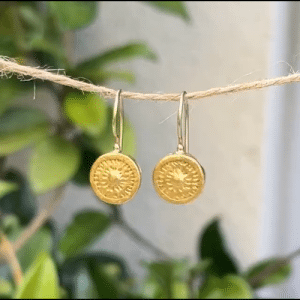 Round handmade 24k gold earrings