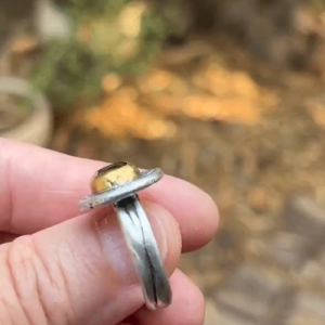 Handmade Smoky Topaz 24 karat gold and silver ring