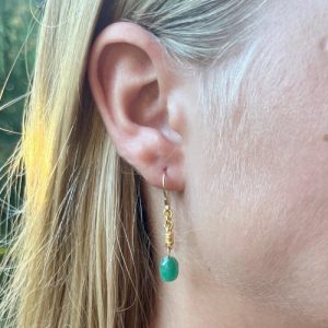 Handmade 24k gold and Emerald dangle earrings