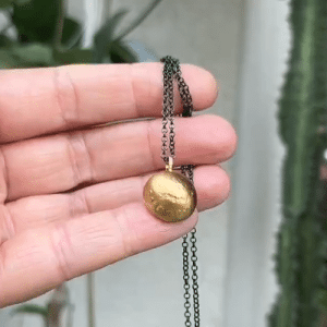 Dome 22k gold pendant on silver chain