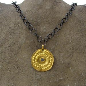 Rough Diamond 22k gold & Silver Links Necklace