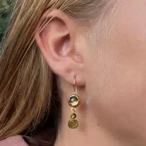 Smoky Topaz 24k gold earrings