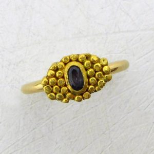 Sapphire 24k gold stacking ring